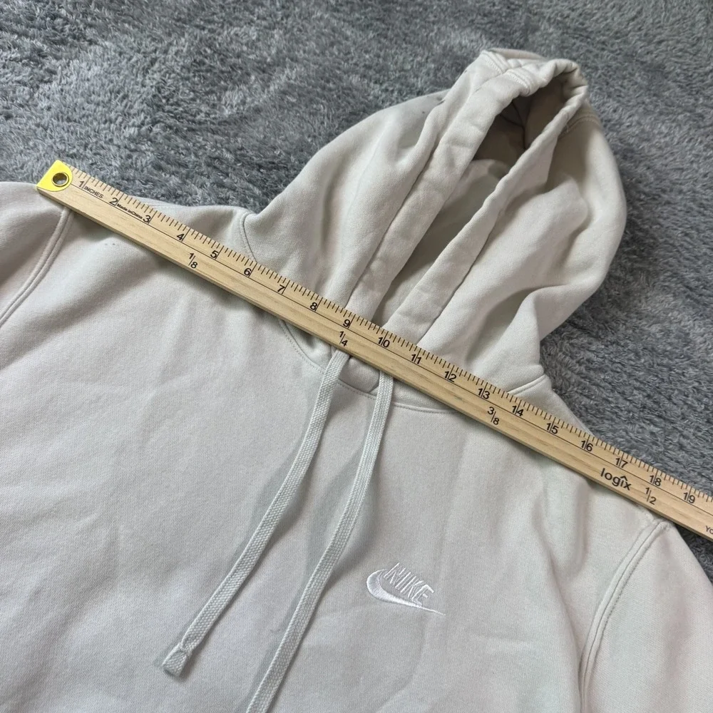 Nike Sportswear Club Fleece Hoodie Small Cream Beige Embroidered Logo